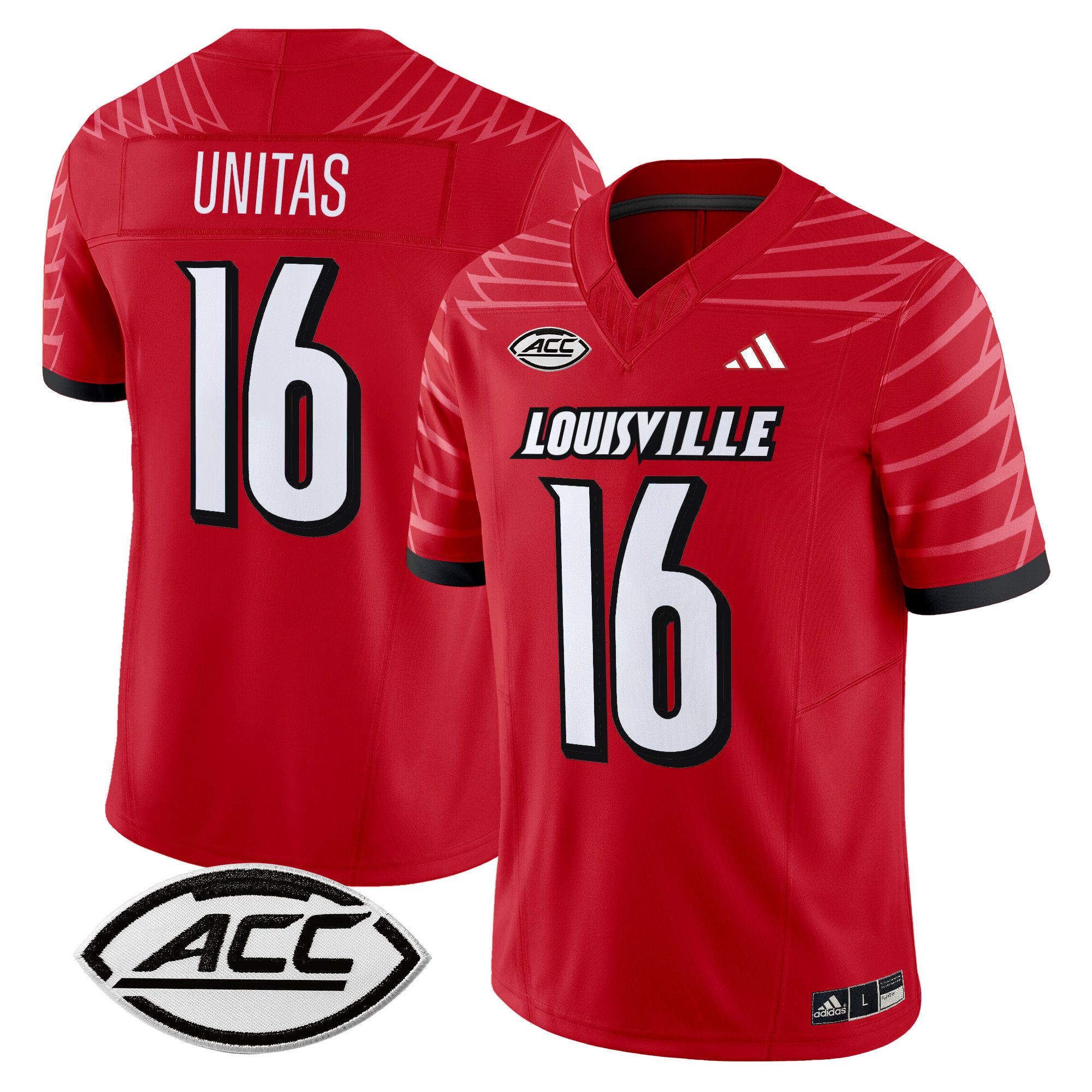 Men Louisville Cardinals #16 Unitas Red 2024 Vapor Limited NCAA Jersey style 1